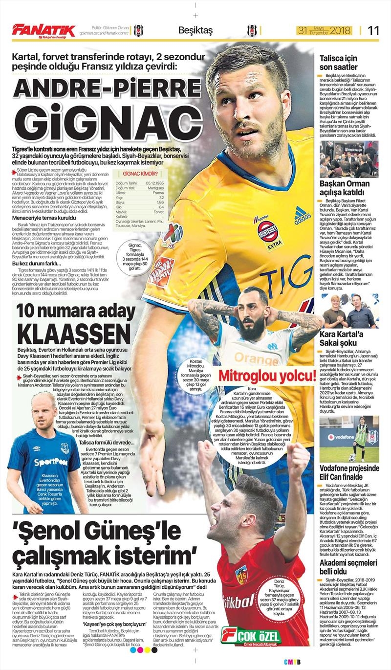 31 Mayıs 2018 | Gazetelerin Beşiktaş Manşetleri - Görsel 3