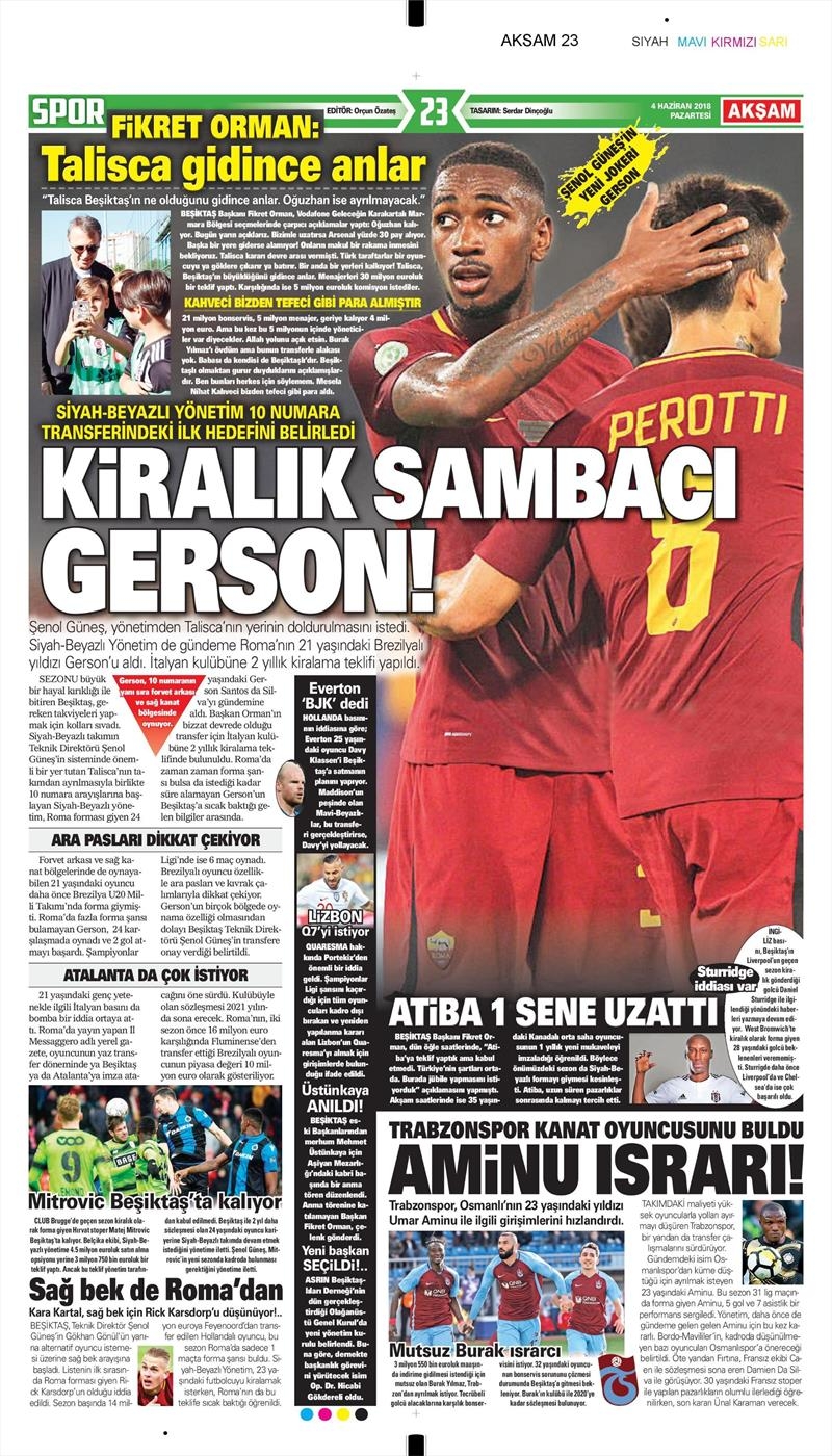 4 Haziran 2018 | Gazetelerin Beşiktaş Manşetleri - Görsel 3