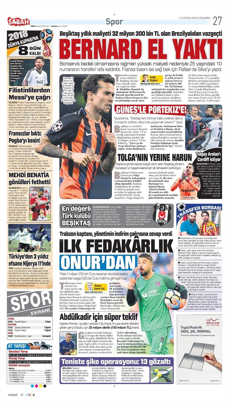 6 Haziran 2018 | Gazetelerin Beşiktaş Manşetleri - Görsel 6