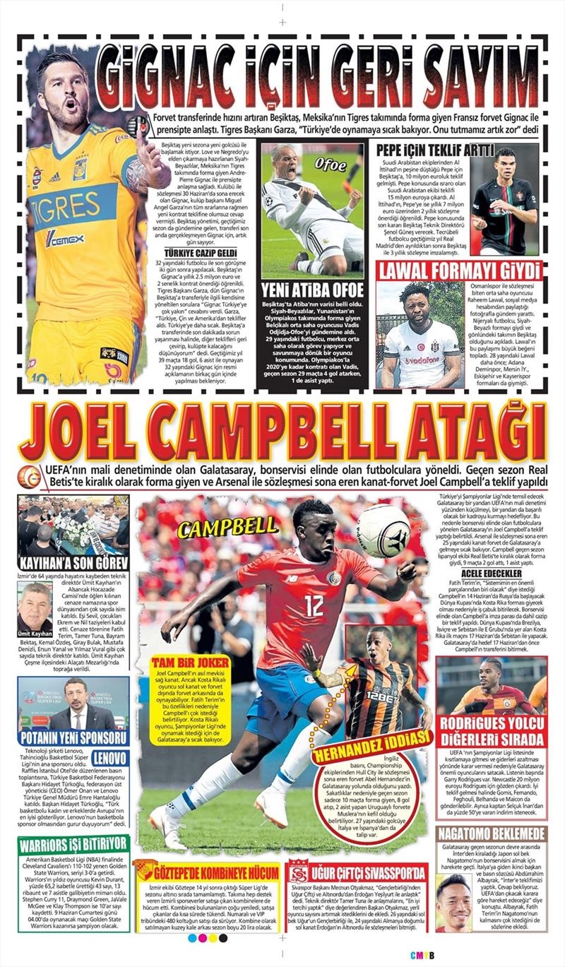 8 Haziran 2018 | Gazetelerin Beşiktaş Manşetleri - Görsel 2