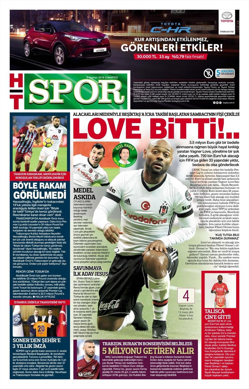 9 Haziran 2018 | Gazetelerin Beşiktaş Manşetleri - Görsel 1