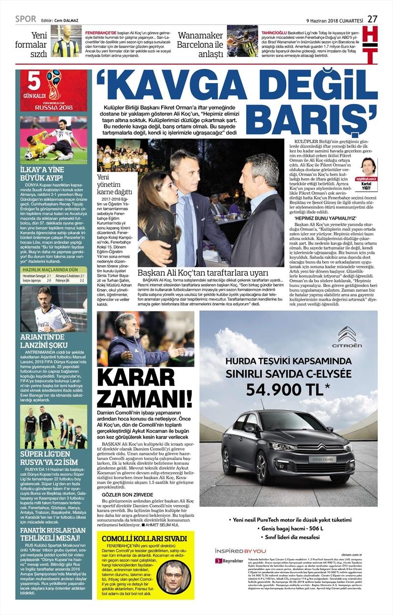 9 Haziran 2018 | Gazetelerin Beşiktaş Manşetleri - Görsel 2