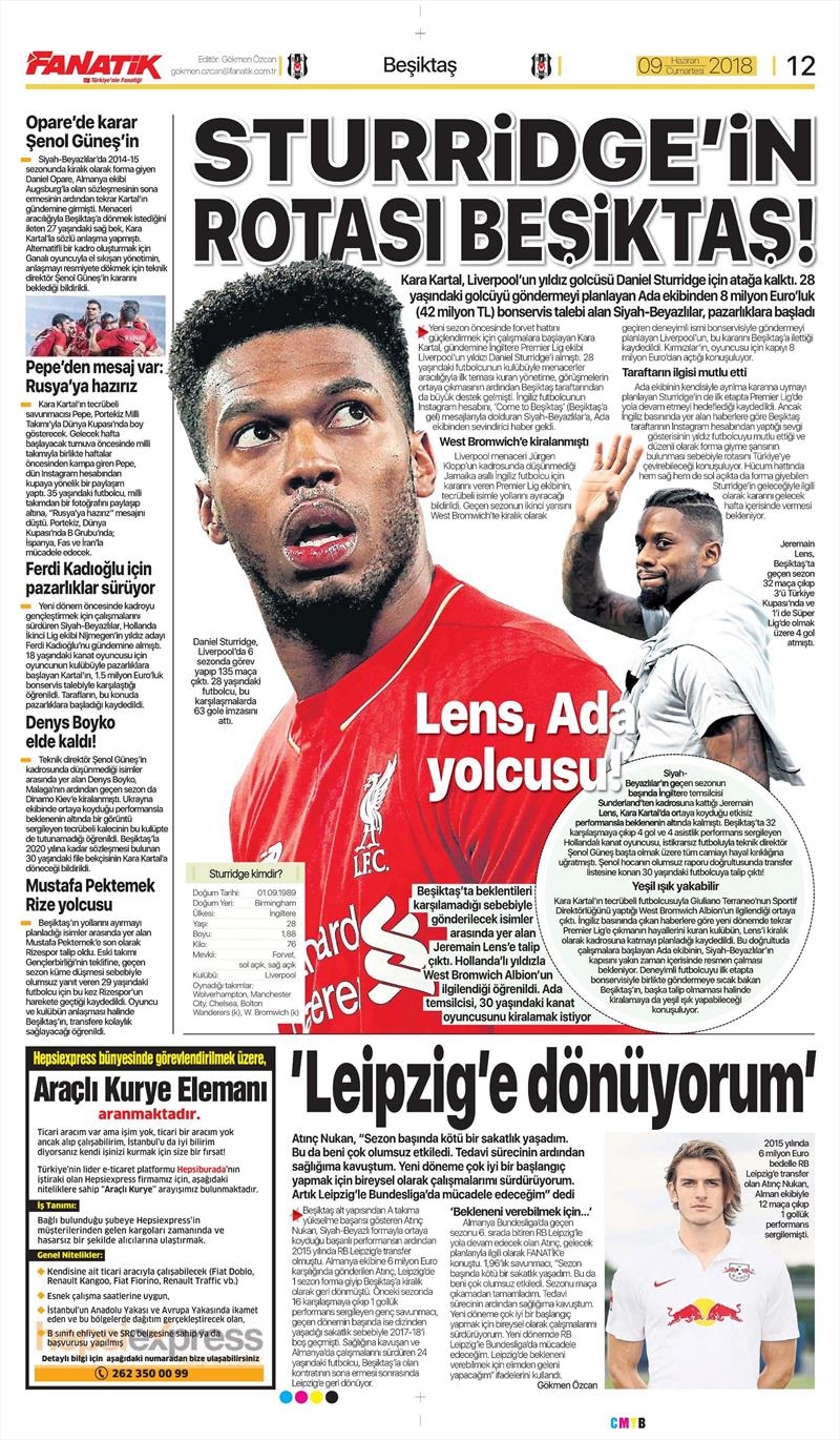 9 Haziran 2018 | Gazetelerin Beşiktaş Manşetleri - Görsel 3