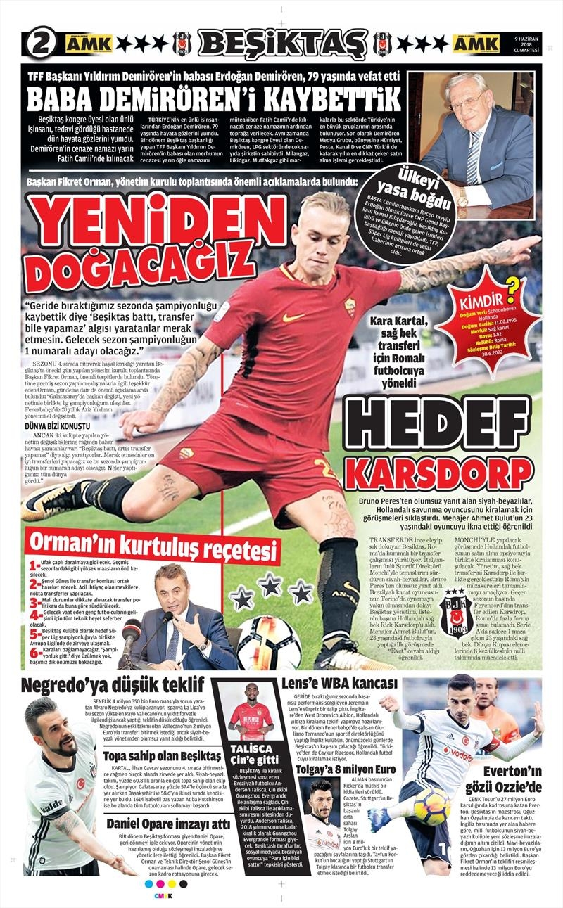 9 Haziran 2018 | Gazetelerin Beşiktaş Manşetleri - Görsel 4