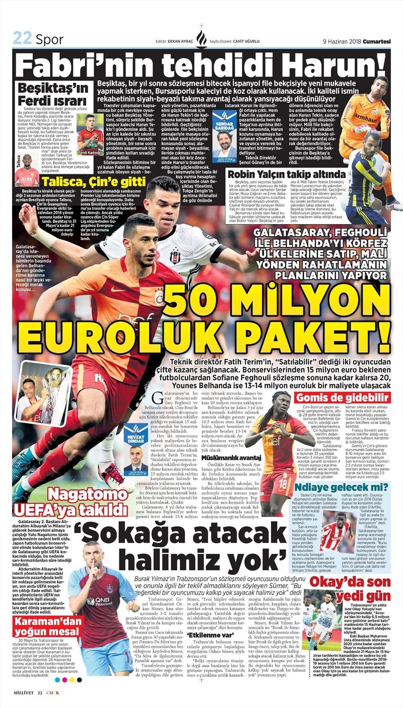 9 Haziran 2018 | Gazetelerin Beşiktaş Manşetleri - Görsel 6