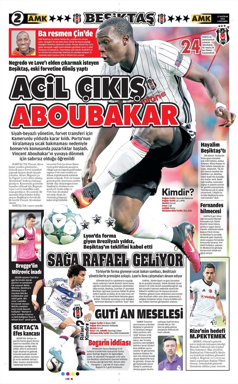 13 Haziran 2018 | Gazetelerin Beşiktaş Manşetleri - Görsel 2
