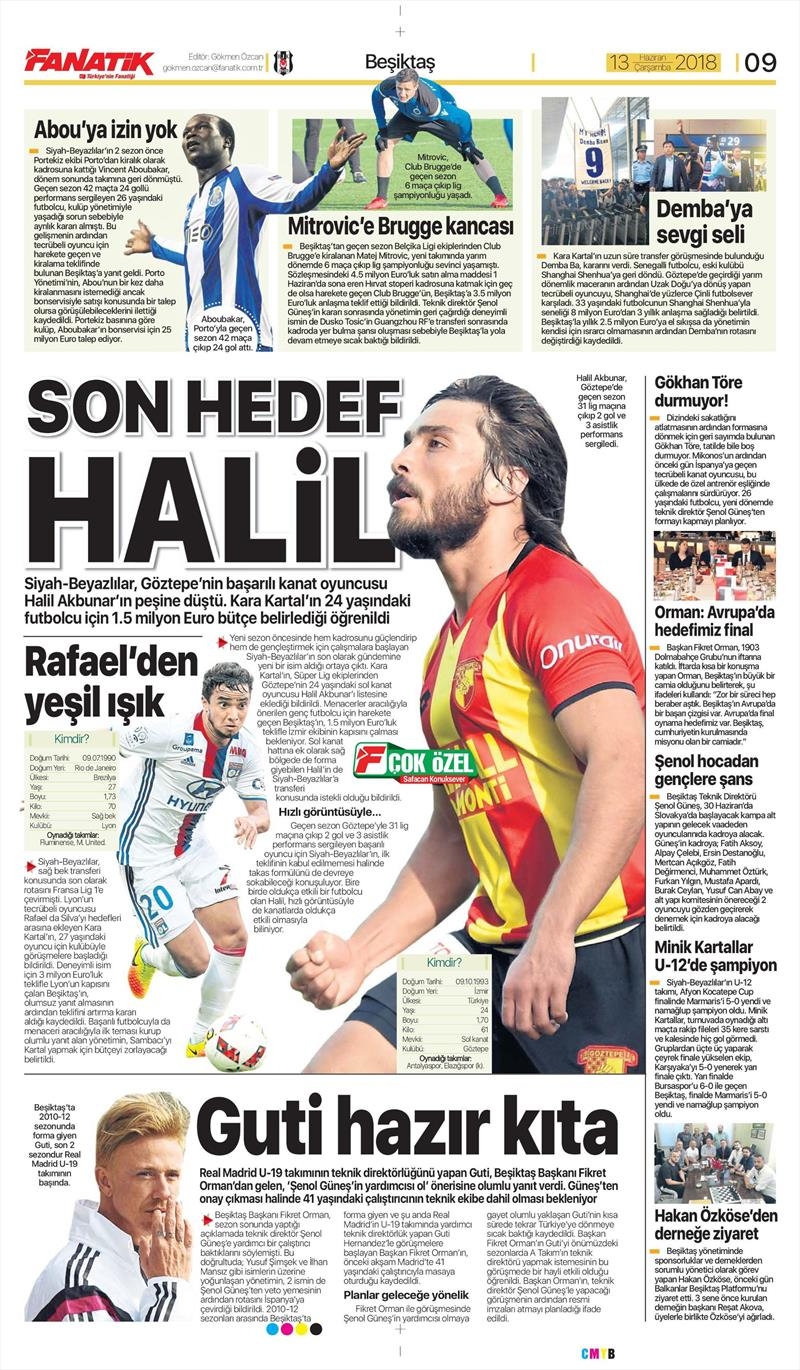 13 Haziran 2018 | Gazetelerin Beşiktaş Manşetleri - Görsel 4