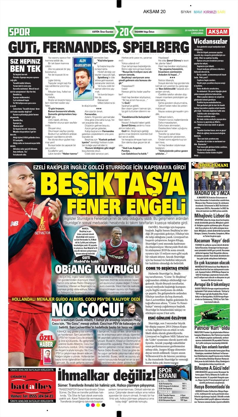 20 Haziran 2018 | Gazetelerin Beşiktaş Manşetleri - Görsel 1