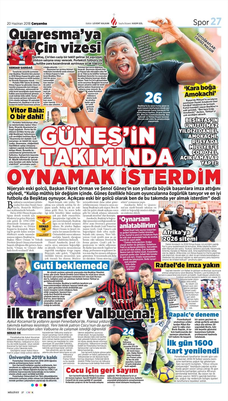 20 Haziran 2018 | Gazetelerin Beşiktaş Manşetleri - Görsel 3