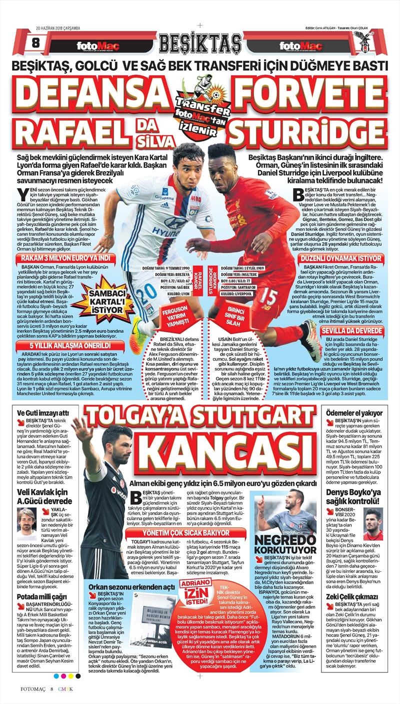 20 Haziran 2018 | Gazetelerin Beşiktaş Manşetleri - Görsel 5