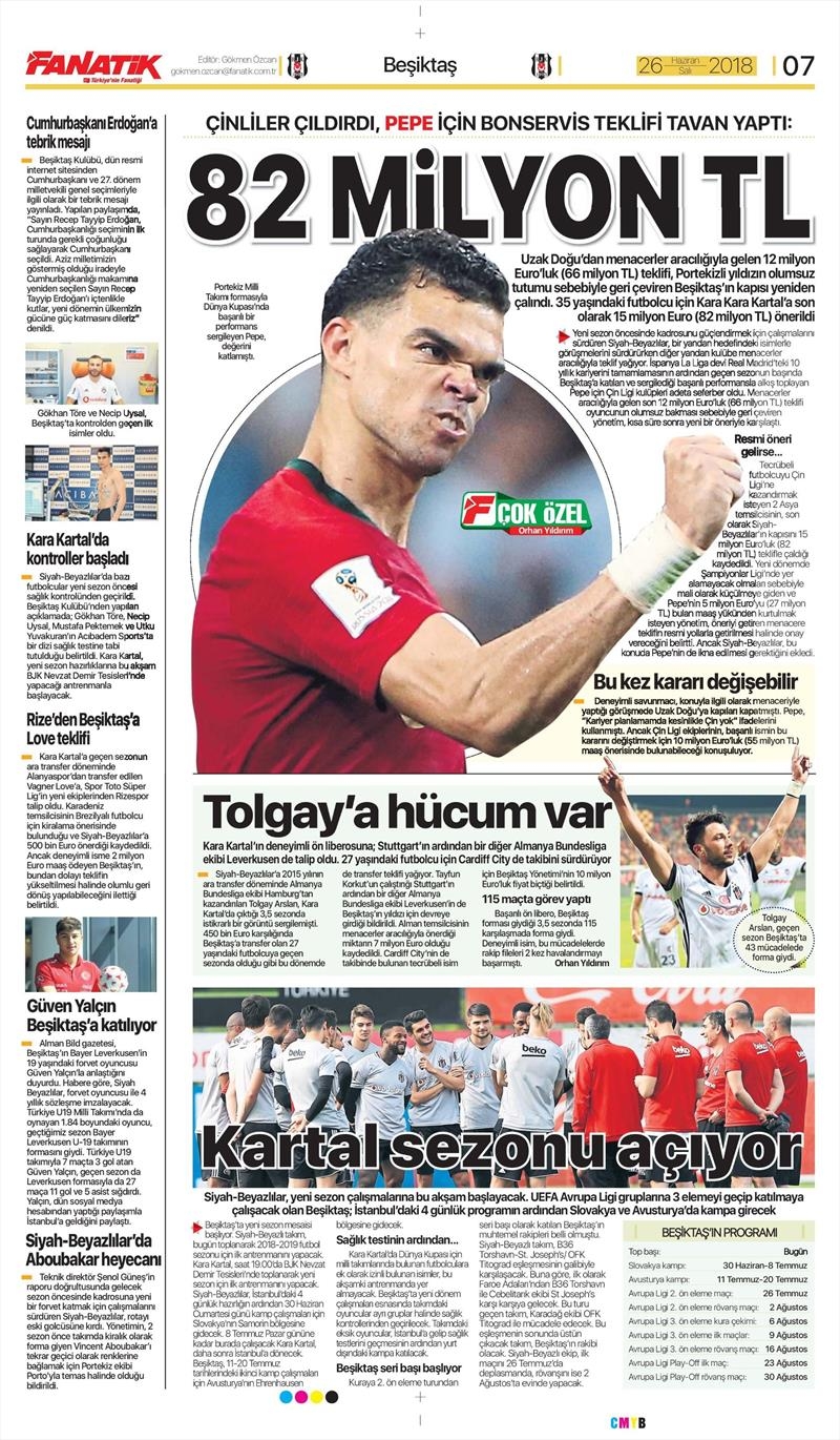 26 Haziran 2018 | Gazetelerin Beşiktaş Manşetleri - Görsel 5