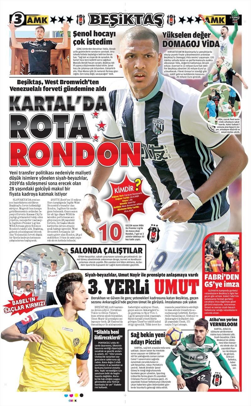 3 Temmuz 2018 | Gazetelerin Beşiktaş Manşetleri - Görsel 3