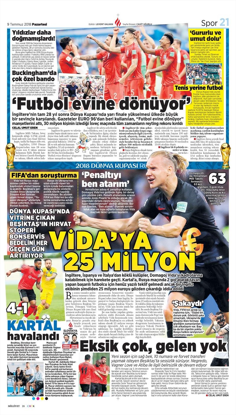 9 Temmuz 2018 | Gazetelerin Beşiktaş Manşetleri - Görsel 3