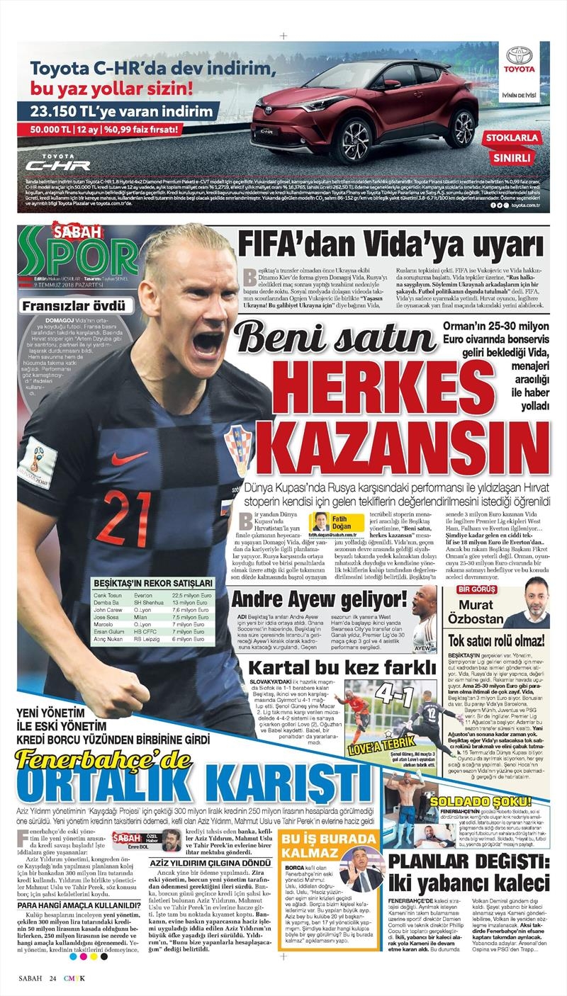 9 Temmuz 2018 | Gazetelerin Beşiktaş Manşetleri - Görsel 6