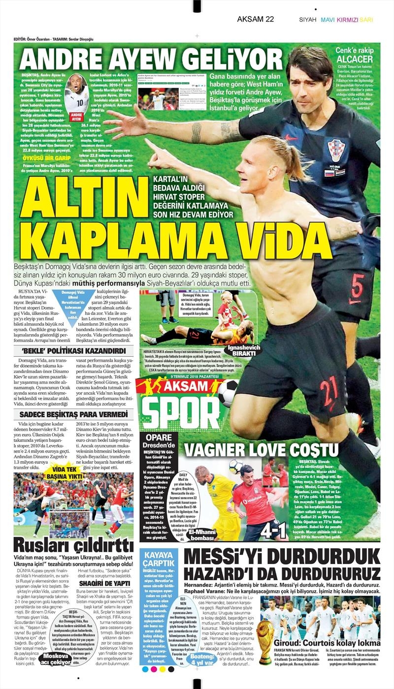 9 Temmuz 2018 | Gazetelerin Beşiktaş Manşetleri - Görsel 7