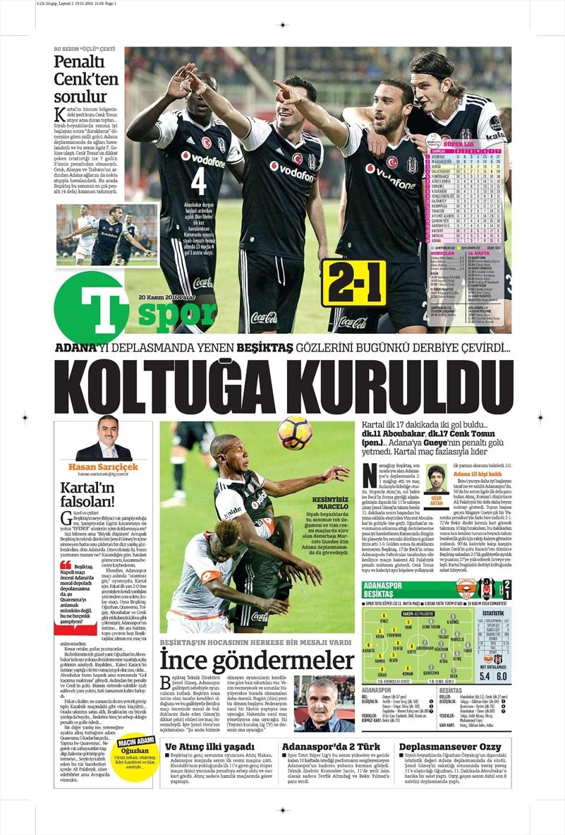 20 Kasım 2016 | Gazetelerin Beşiktaş manşetleri - Görsel 11