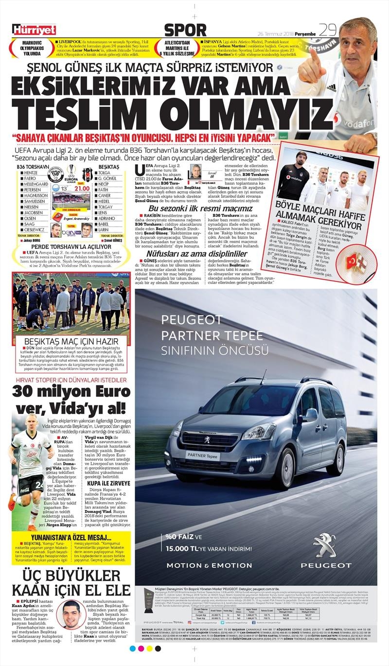 26 Temmuz 2018 | Gazetelerin Beşiktaş Manşetleri - Görsel 7