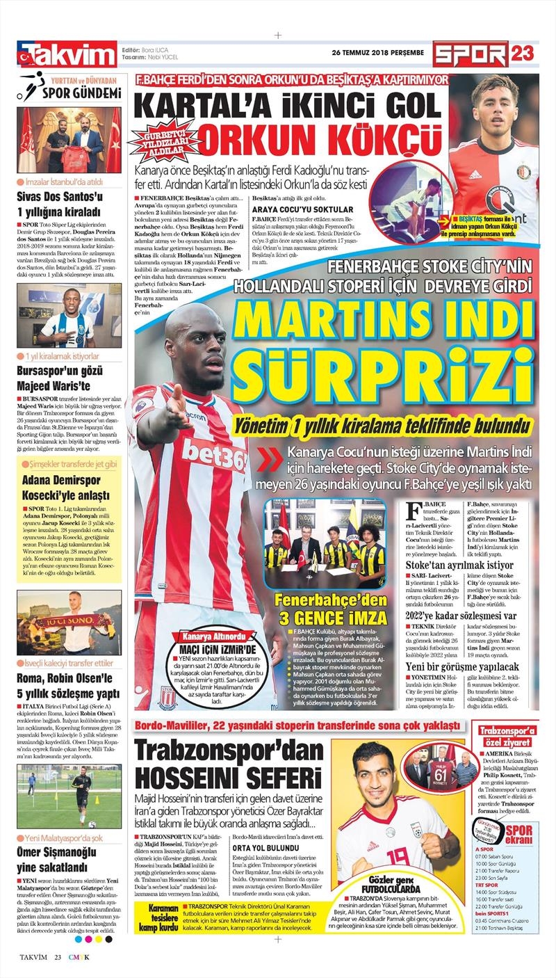 26 Temmuz 2018 | Gazetelerin Beşiktaş Manşetleri - Görsel 8