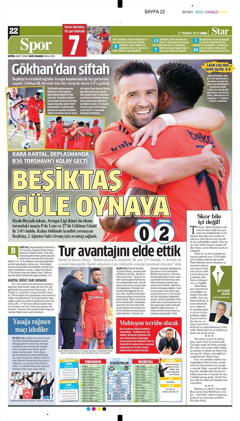 27 Temmuz 2018 | Gazetelerin Beşiktaş Manşetleri - Görsel 10