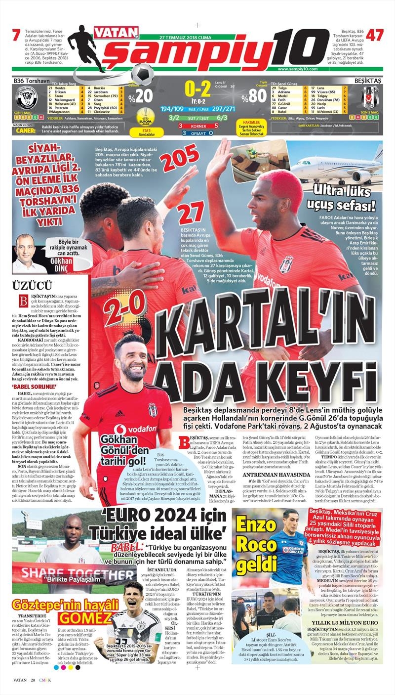 27 Temmuz 2018 | Gazetelerin Beşiktaş Manşetleri - Görsel 13
