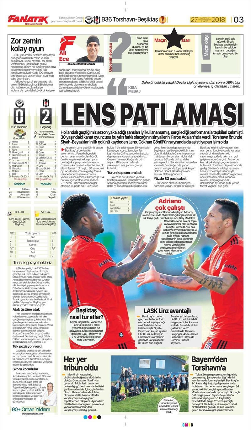 27 Temmuz 2018 | Gazetelerin Beşiktaş Manşetleri - Görsel 15