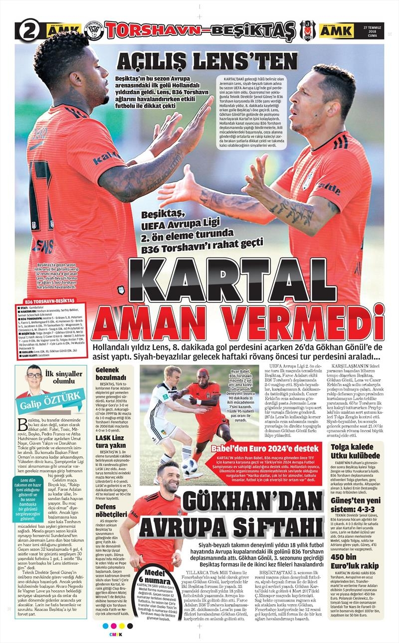 27 Temmuz 2018 | Gazetelerin Beşiktaş Manşetleri - Görsel 6