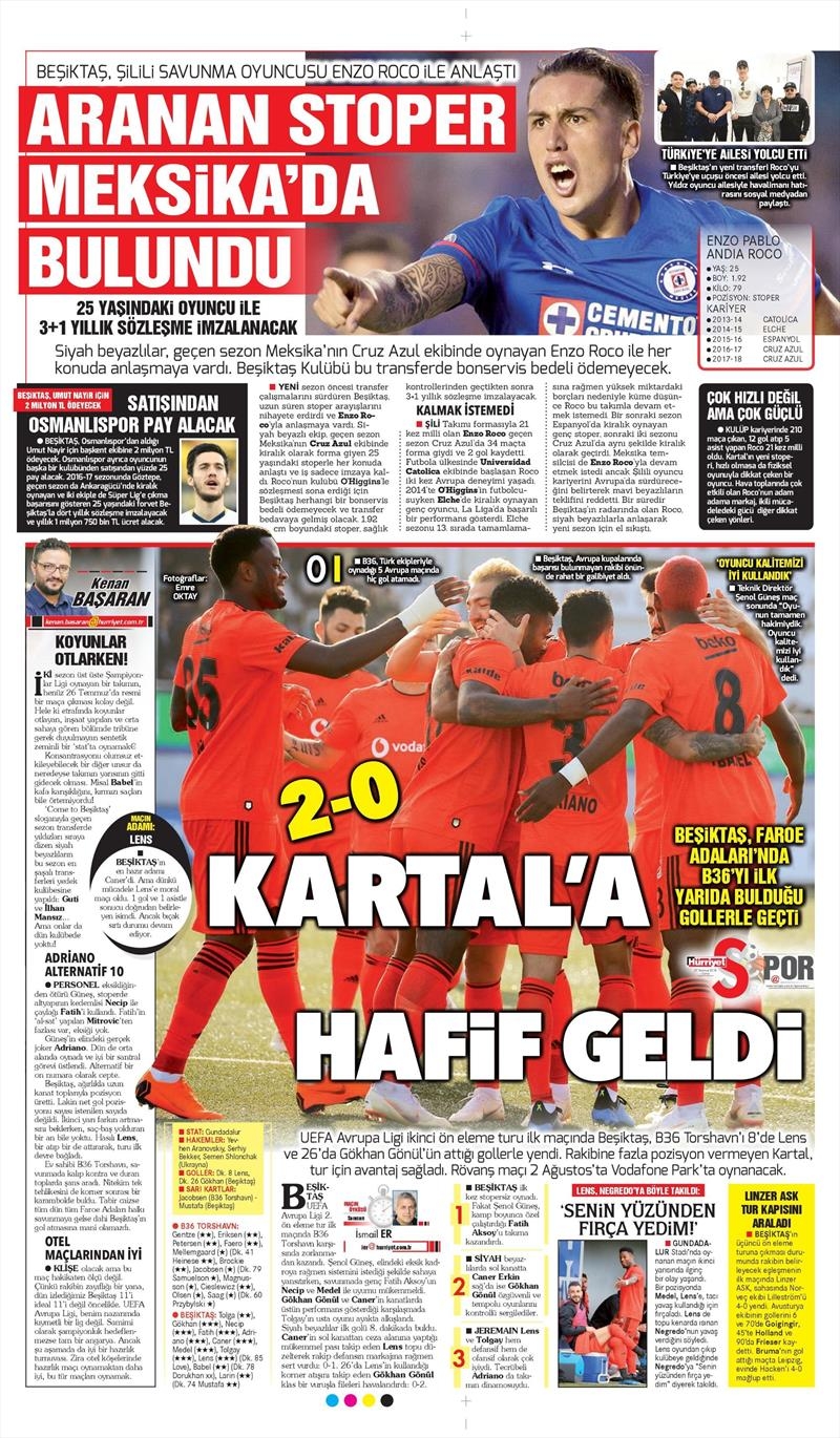 27 Temmuz 2018 | Gazetelerin Beşiktaş Manşetleri - Görsel 8