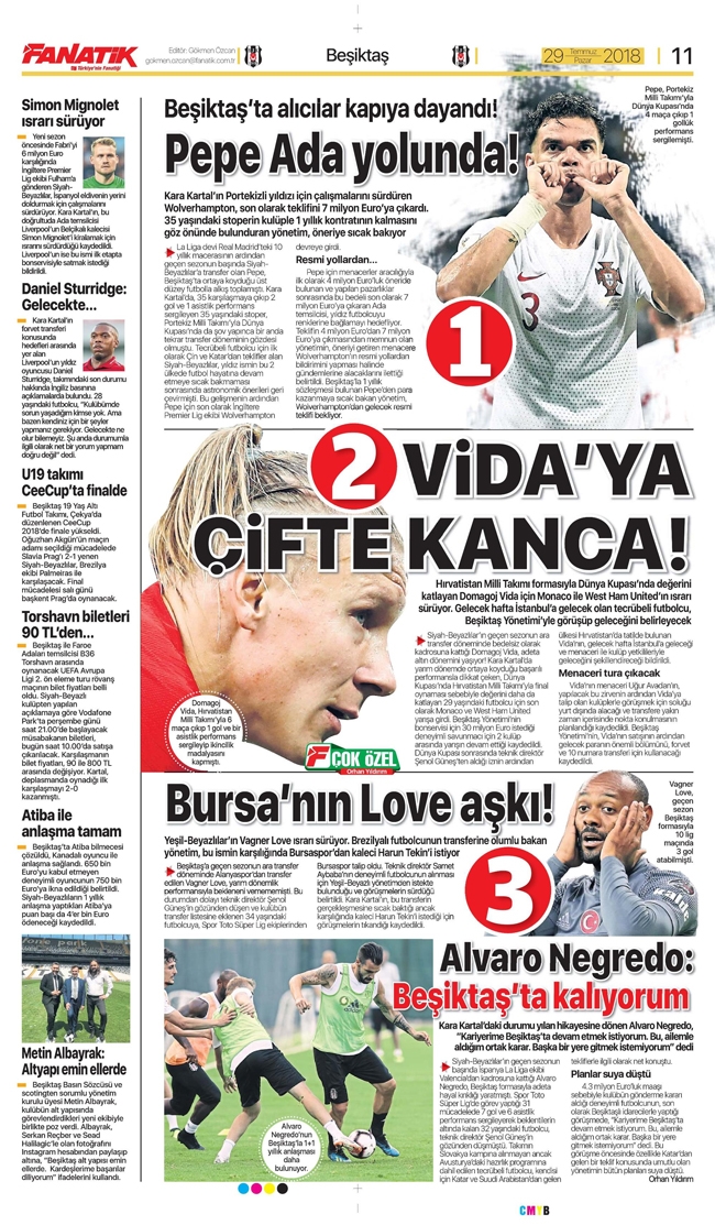 29 Temmuz 2018 | Gazetelerin Beşiktaş Manşetleri - Görsel 2