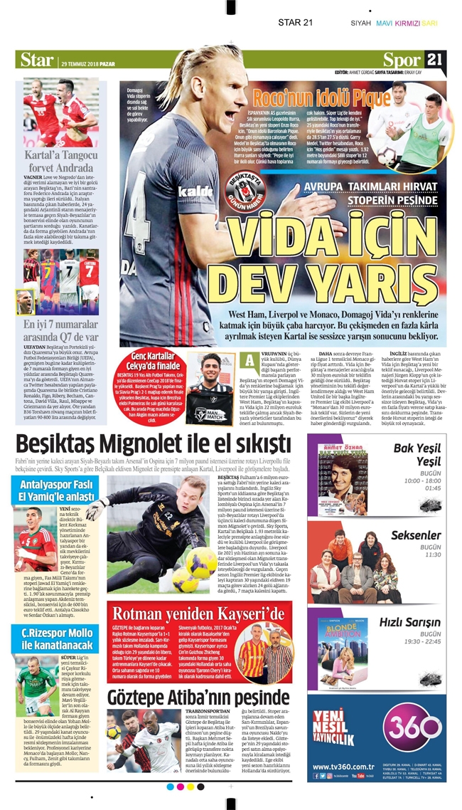 29 Temmuz 2018 | Gazetelerin Beşiktaş Manşetleri - Görsel 5