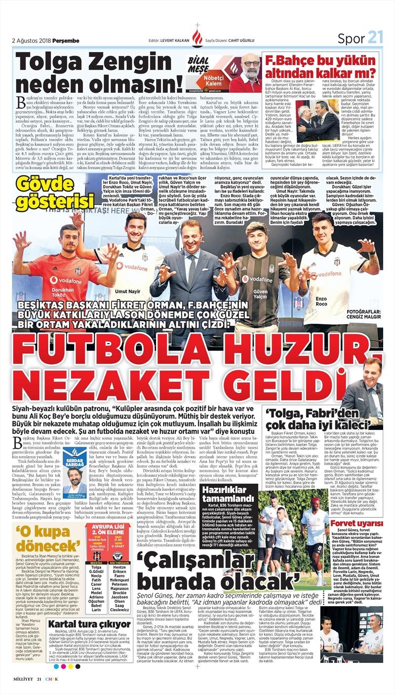 2 Ağustos 2018 | Gazetelerin Beşiktaş Manşetleri - Görsel 10