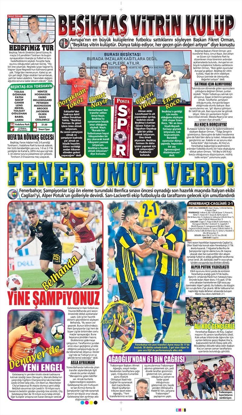 2 Ağustos 2018 | Gazetelerin Beşiktaş Manşetleri - Görsel 11