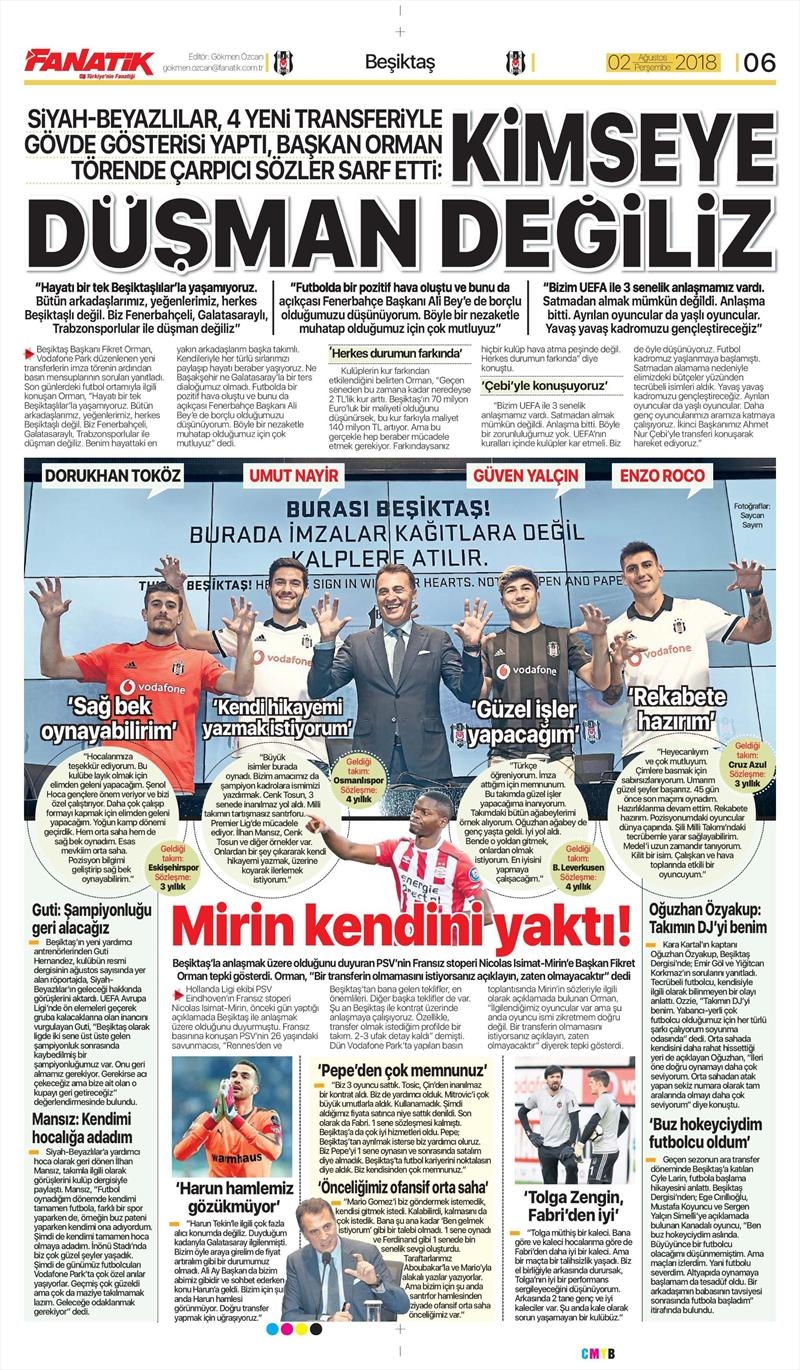 2 Ağustos 2018 | Gazetelerin Beşiktaş Manşetleri - Görsel 4