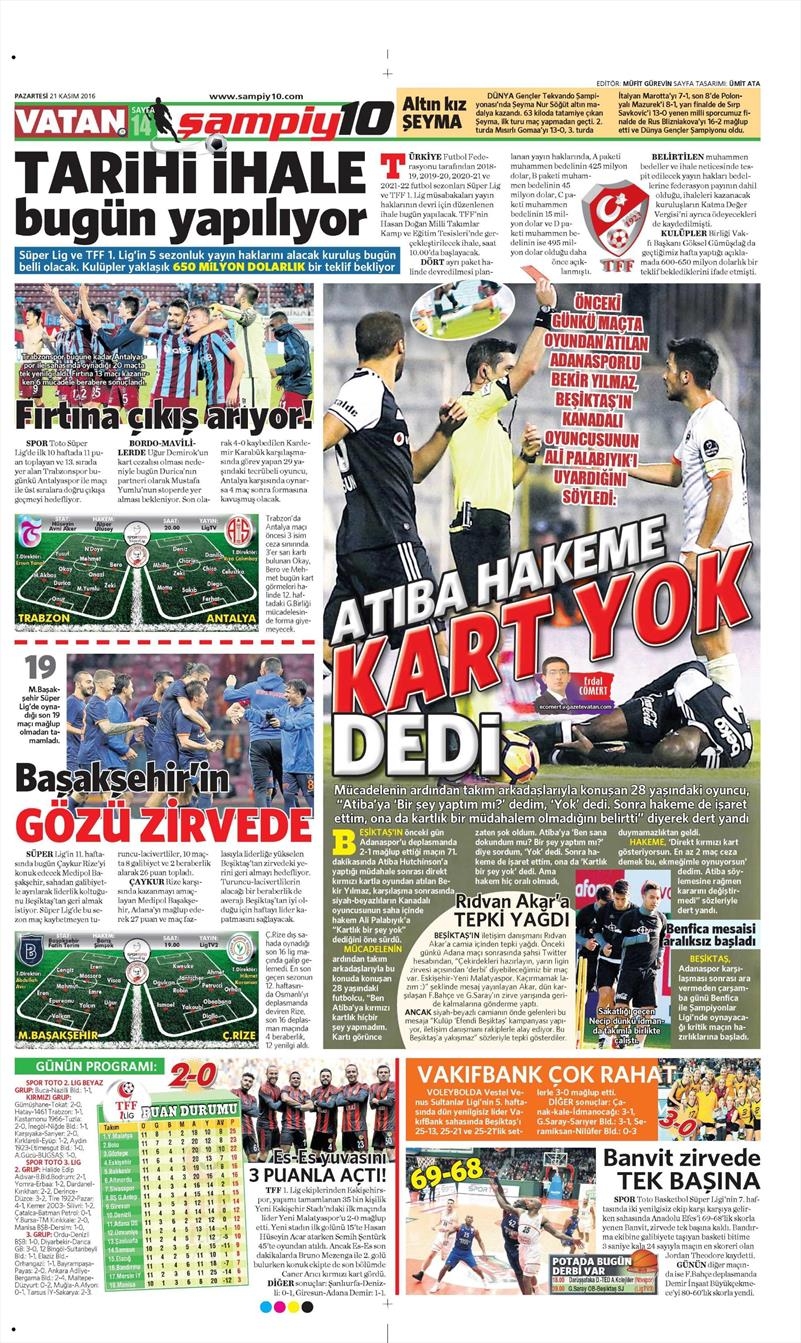21 Kasım 2016 | Gazetelerin Beşiktaş sayfaları - Görsel 1
