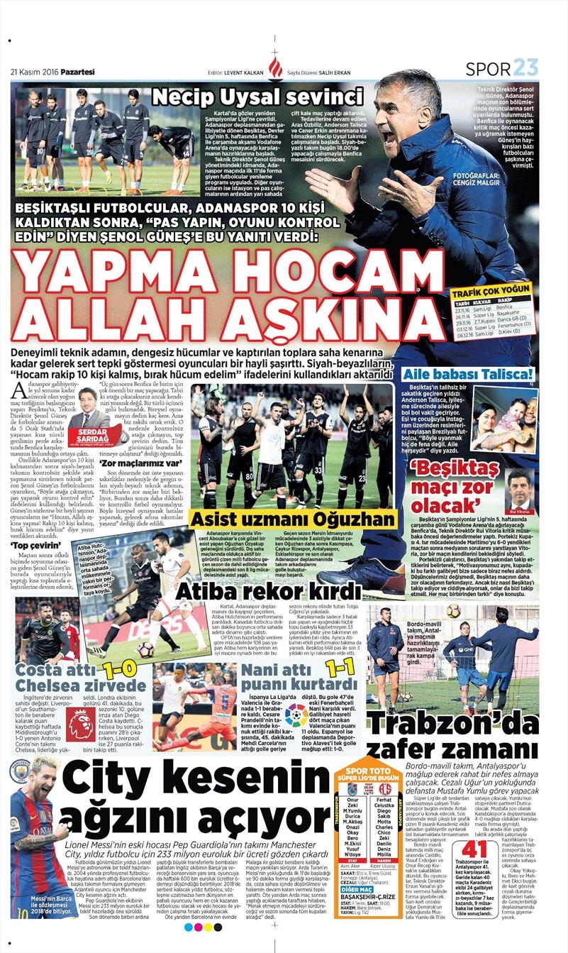 21 Kasım 2016 | Gazetelerin Beşiktaş sayfaları - Görsel 7