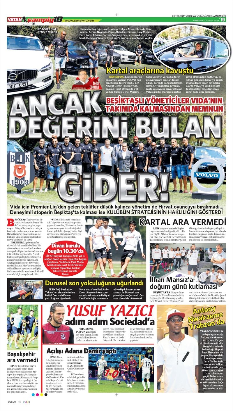 11 Ağustos 2018 | Gazetelerin Beşiktaş Manşetleri - Görsel 1