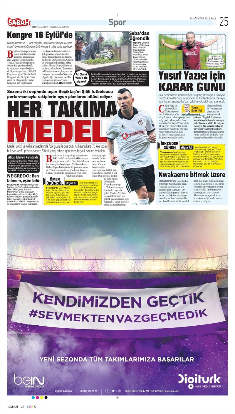 14 Ağustos 2018 | Gazetelerin Beşiktaş Manşetleri - Görsel 1