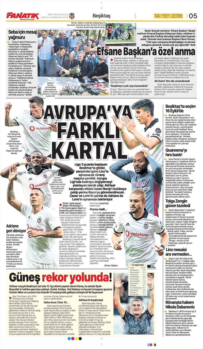 14 Ağustos 2018 | Gazetelerin Beşiktaş Manşetleri - Görsel 2