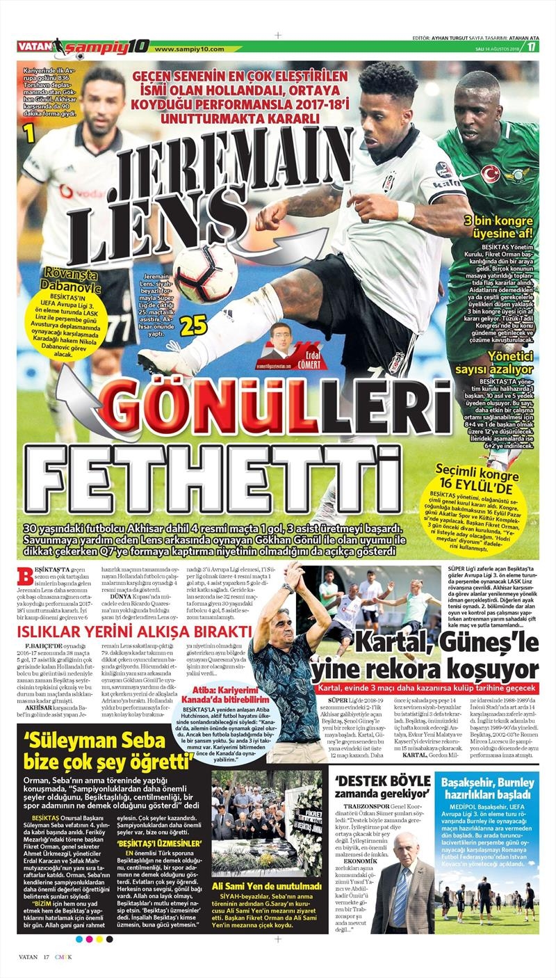 14 Ağustos 2018 | Gazetelerin Beşiktaş Manşetleri - Görsel 5