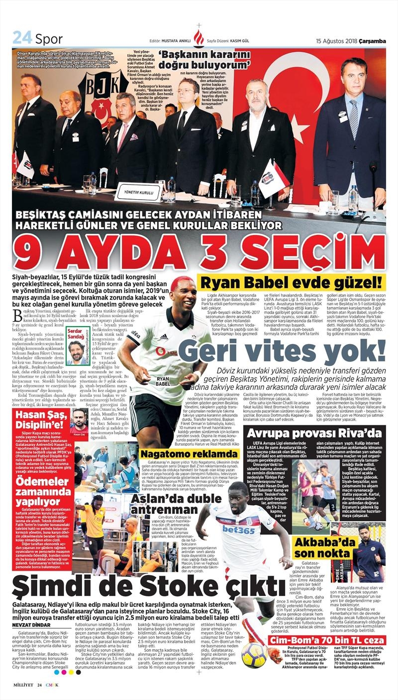 15 Ağustos 2018 | Gazetelerin Beşiktaş Manşetleri - Görsel 4