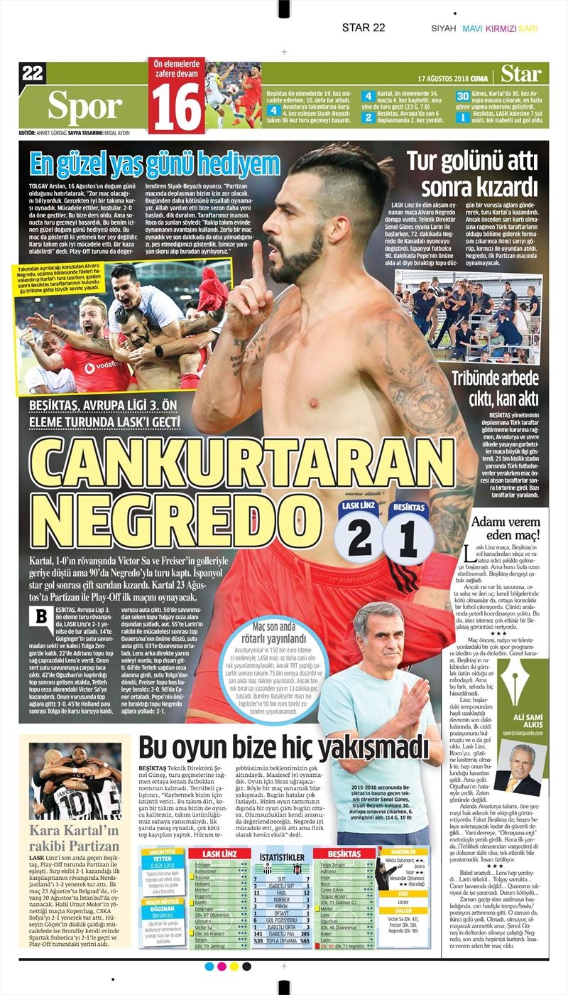 17 Ağustos 2018 | Gazetelerin Beşiktaş Manşetleri - Görsel 10