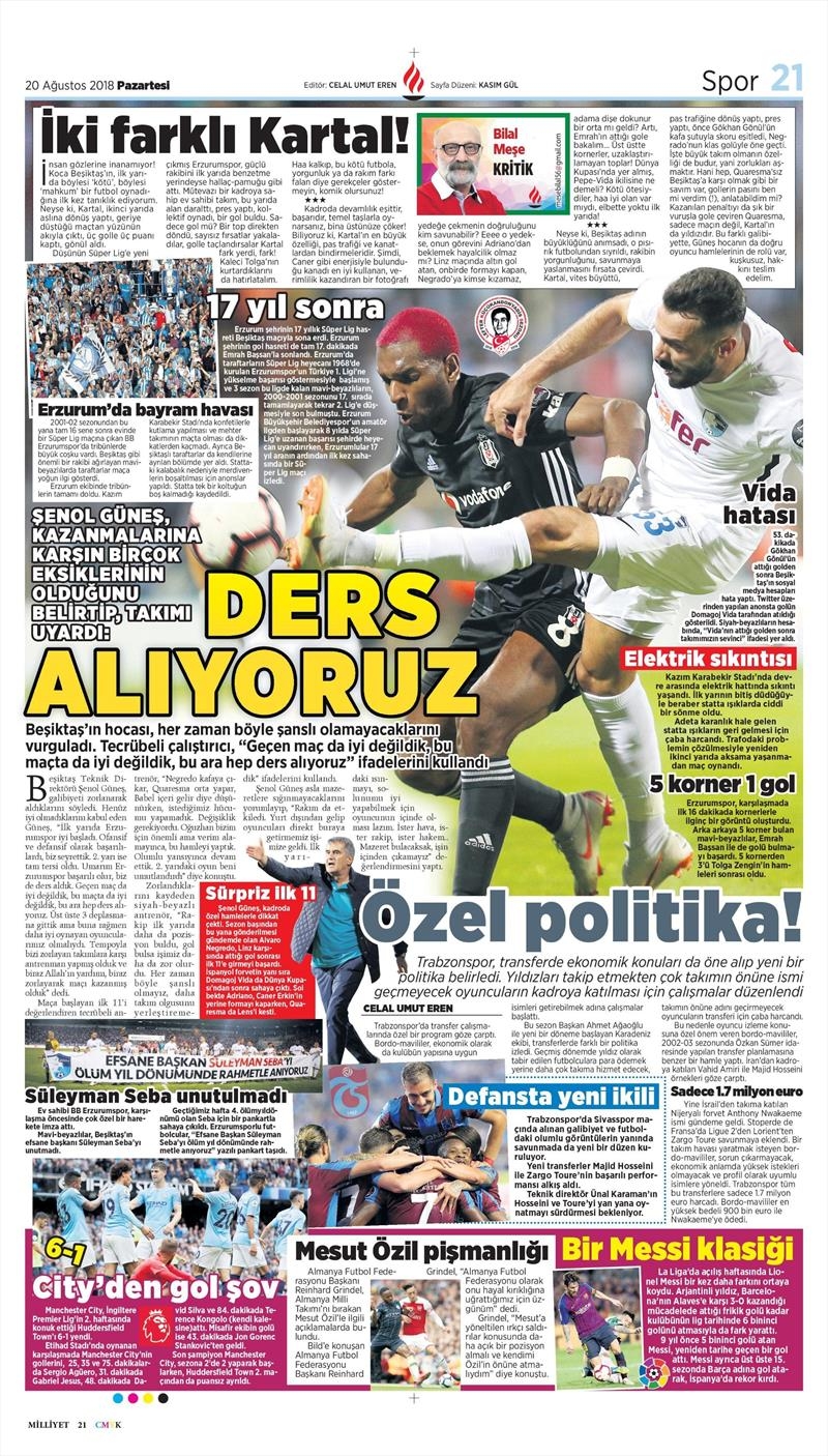 20 Ağustos 2018 | Gazetelerin Beşiktaş Manşetleri - Görsel 13