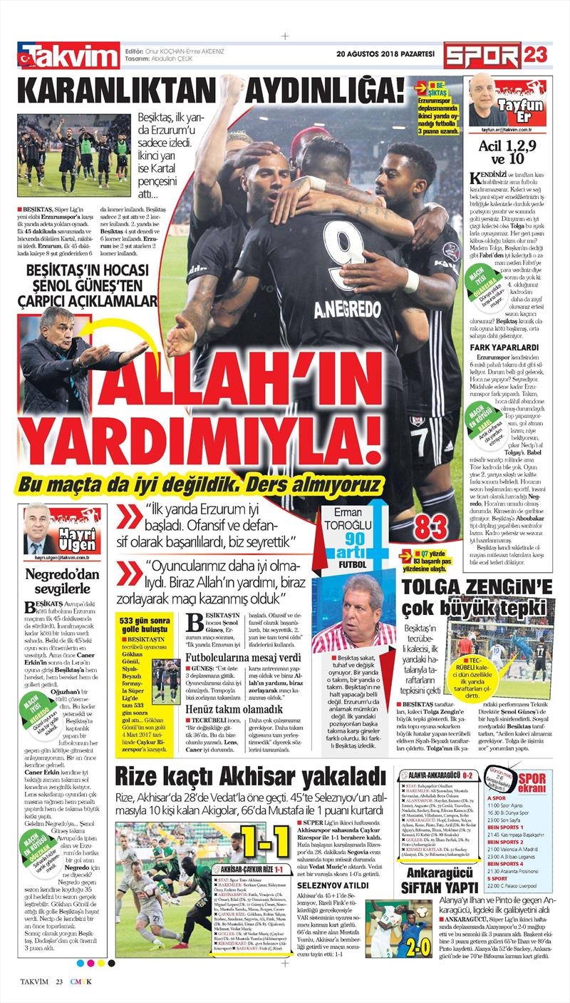 20 Ağustos 2018 | Gazetelerin Beşiktaş Manşetleri - Görsel 14