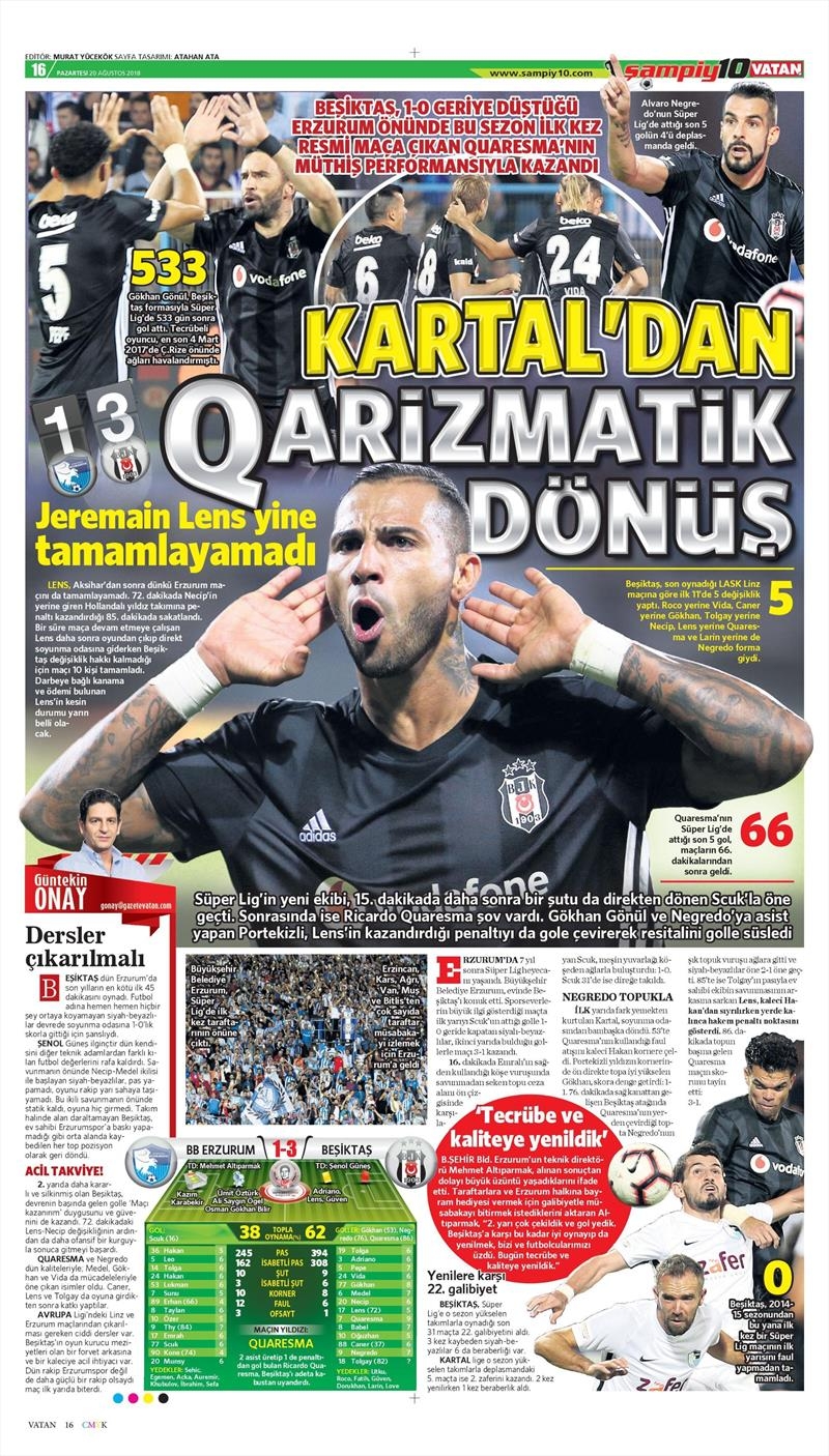 20 Ağustos 2018 | Gazetelerin Beşiktaş Manşetleri - Görsel 15