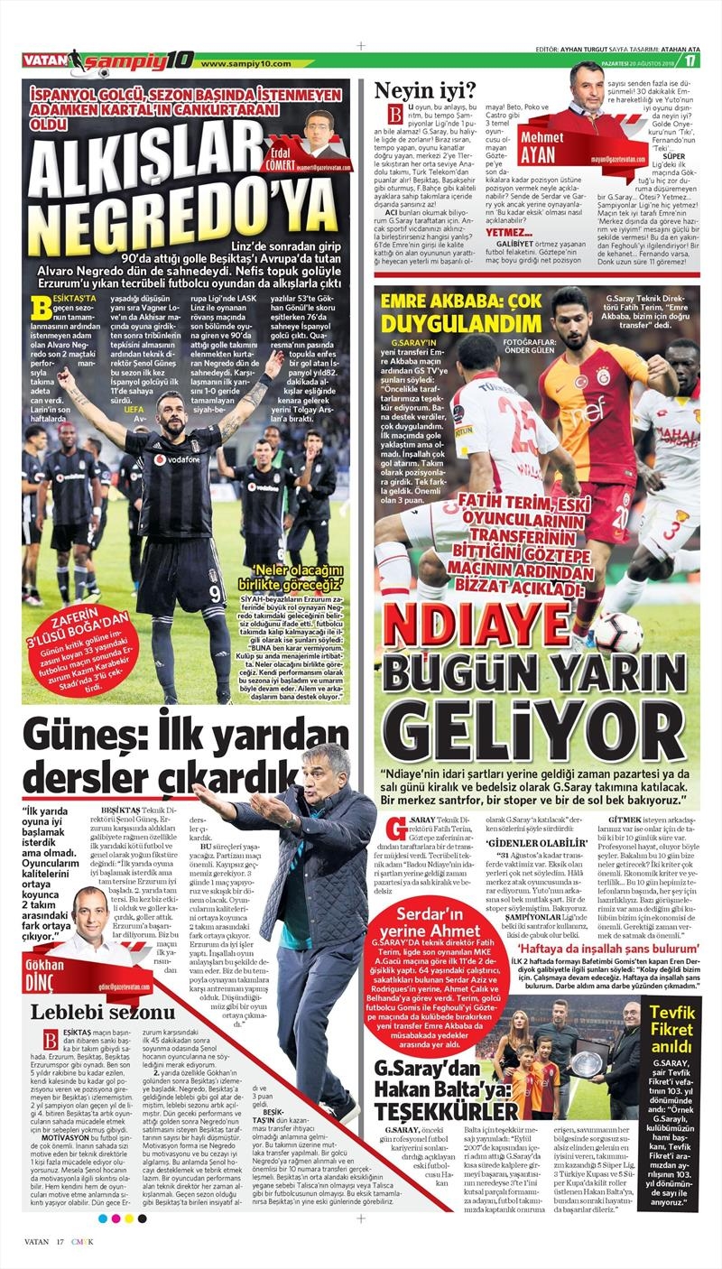 20 Ağustos 2018 | Gazetelerin Beşiktaş Manşetleri - Görsel 16