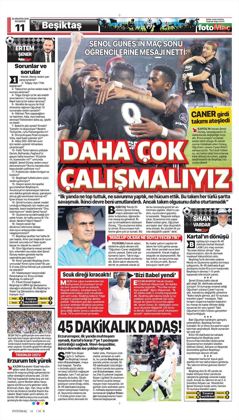 20 Ağustos 2018 | Gazetelerin Beşiktaş Manşetleri - Görsel 3