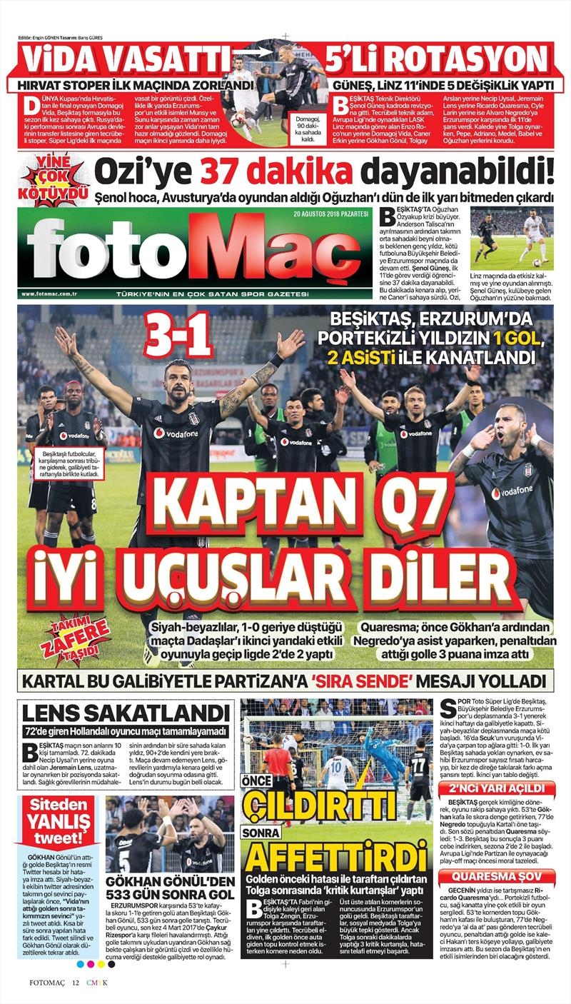 20 Ağustos 2018 | Gazetelerin Beşiktaş Manşetleri - Görsel 7