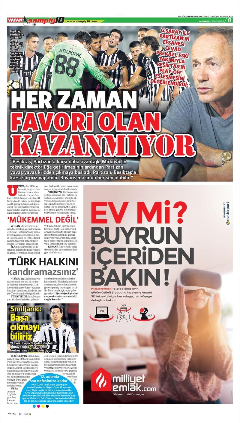 22 Ağustos 2018 | Gazetelerin Beşiktaş Manşetleri - Görsel 1