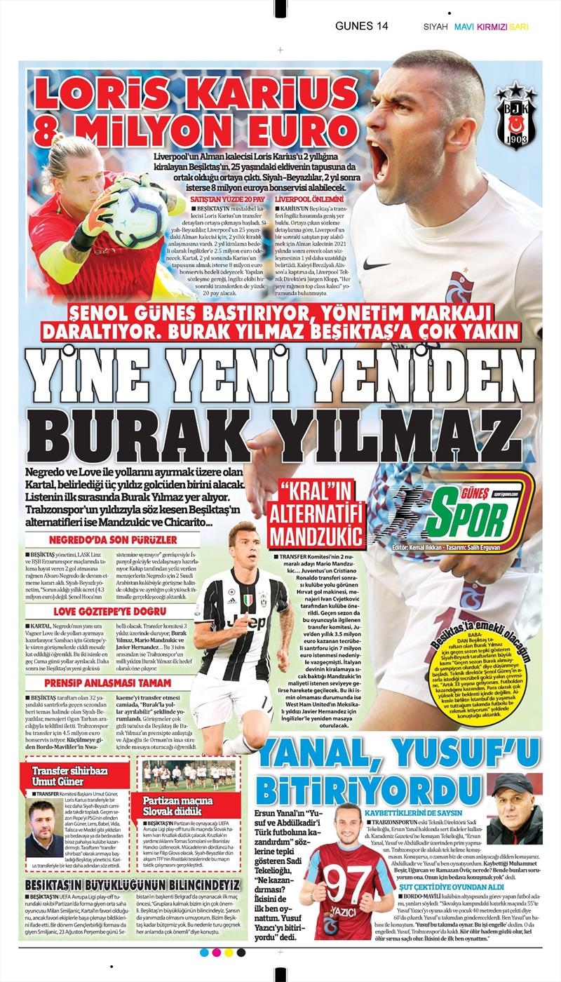 22 Ağustos 2018 | Gazetelerin Beşiktaş Manşetleri - Görsel 2