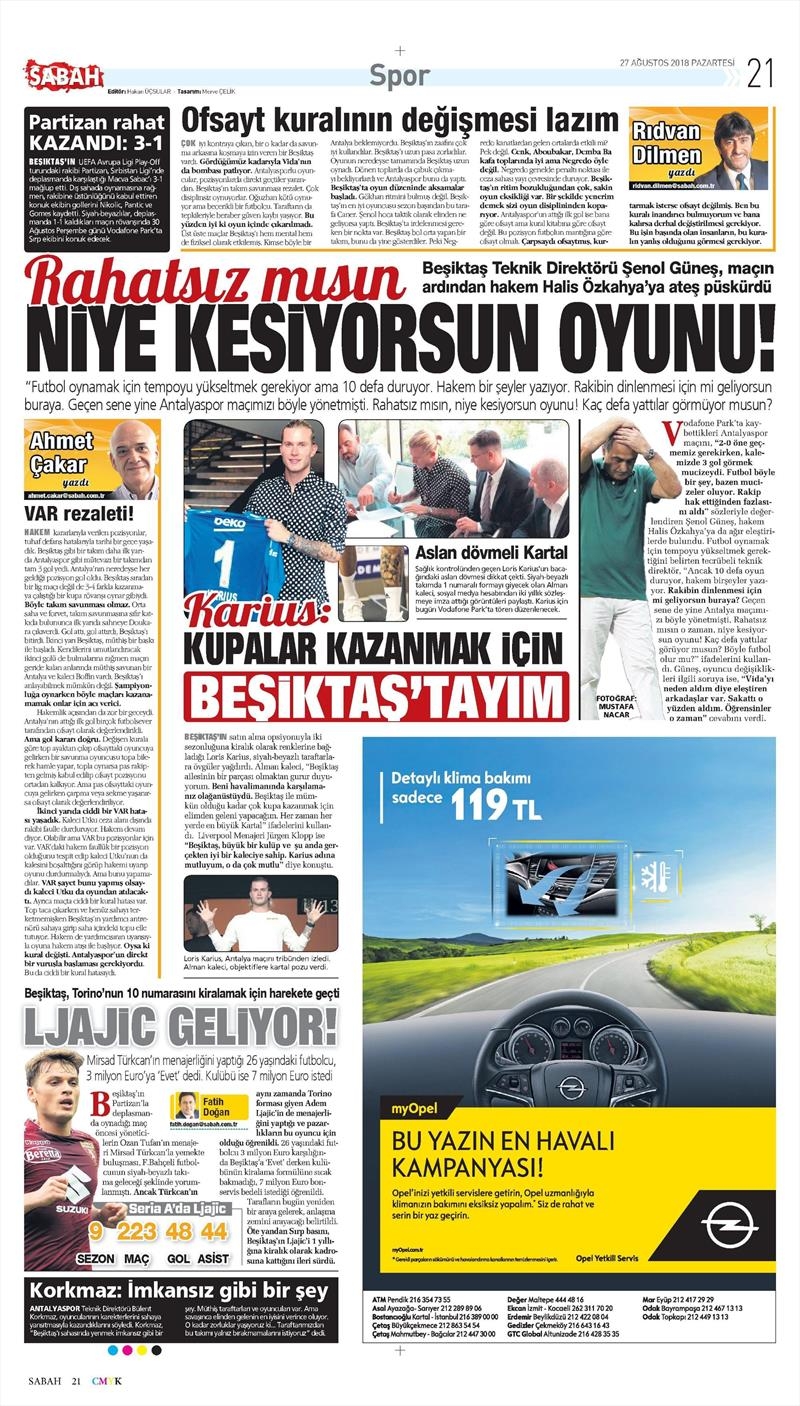 27 Ağustos 2018 | Gazetelerin Beşiktaş Manşetleri - Görsel 13