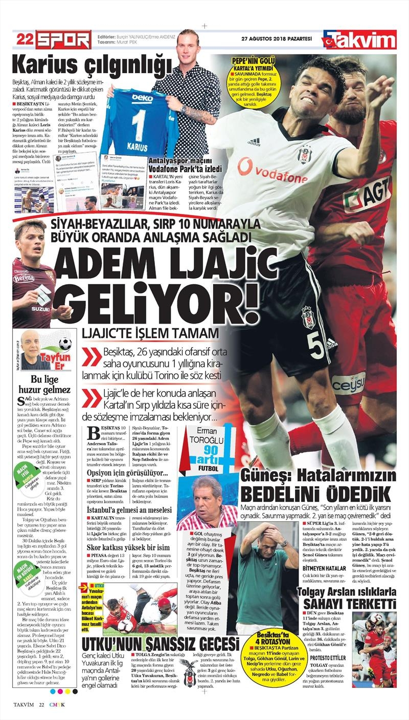 27 Ağustos 2018 | Gazetelerin Beşiktaş Manşetleri - Görsel 15